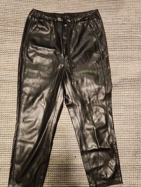 Zara Black Faux Leather Jogger Trousers